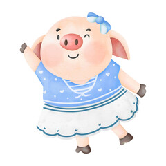 Valentine Pig watercolor