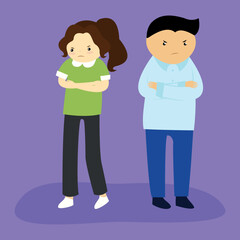 Young couple quarreled with each other