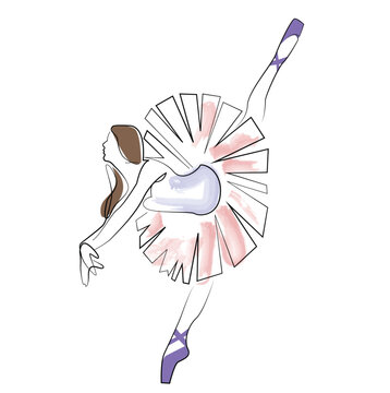ballerina dancing watercolor style clip art preview