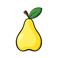 Yellow pear flat illustration. Stylized vector element isolated on white background. Best for web, print, package, advertising, logo creating and branding design.