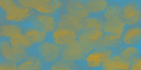 Cloudy Digital Texture.amo fashion print. Sky blue Background, Yellow Sade