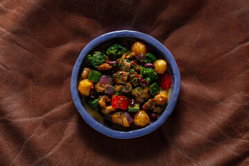 Vegetable stew with mushrooms and seafood