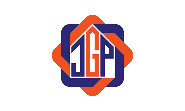 JGP three letter real estate logo with home icon logo design vector template | construction logo | housing logo | engineering logo | initial letter logo | minimalist logo | property logo |