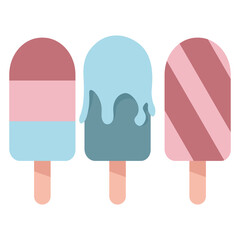 Set of different blue and pink ice creams