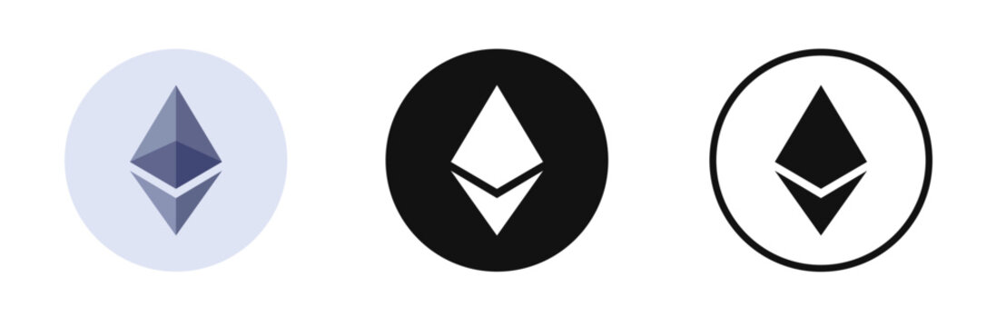 Ethereum cryptocurrency logo. One of the best cryptocurrency token logos. ETH. Editorial vector illustration