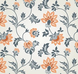 Colorful wedding card design, paisley floral pattern , India	