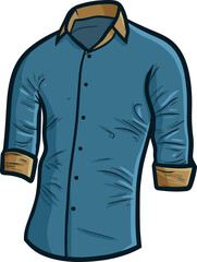 Modern blue men's shirt cartoon vector