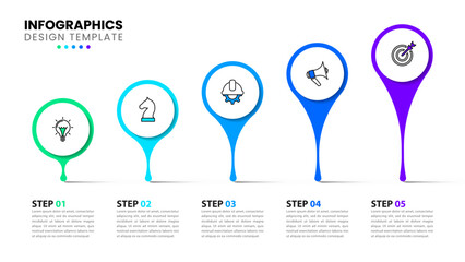 Infographic template. 5 gradually increasing steps with icons