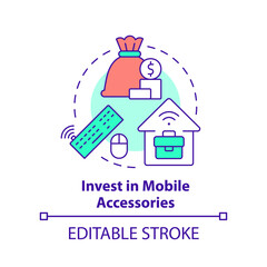 Invest in mobile accessories concept icon. Modern equipment. Productivity tip abstract idea thin line illustration. Isolated outline drawing. Editable stroke. Arial, Myriad Pro-Bold fonts used