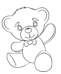 Cartoon teddy bear for coloring page.