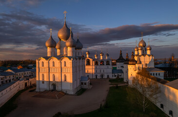 The Kremlin of Rostov the Great in the rays of the setting sun