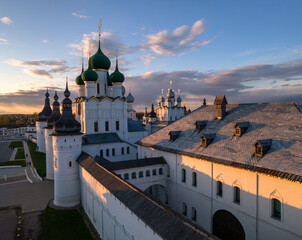 The Kremlin of Rostov the Great in the rays of the setting sun