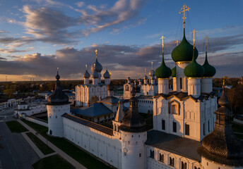The Kremlin of Rostov the Great in the rays of the setting sun