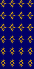 seamless, decorative pattern of golden yellow leaves on a dark blue background