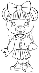 Fototapeta premium Cartoon bear for coloring page.