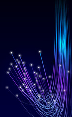 Fototapeta na wymiar Optical fiber communication. Vector illustration of a set of optical fiber elements with information flow. Sketch for creativity.