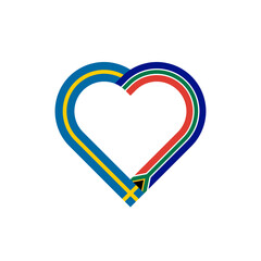 unity concept. heart ribbon icon of sweden and south africa flags. vector illustration isolated on white background