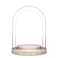 podium stand show PNG gold marble display stand and studio set for displaying  3d render