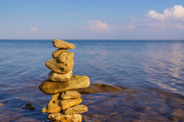 Stones pyramid on the beach