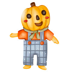 Haloween-Pumpkin boy watercolor