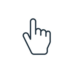 Hand icon isolated on a white background.  Pointing hand symbol for web and mobile apps.