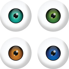 Realistic eyeballs set. Different colored eyes