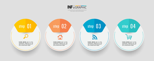  Circle infographic elements with 4 steps