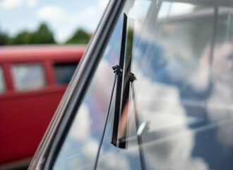 windshield window of old-timer car - obrazy, fototapety, plakaty