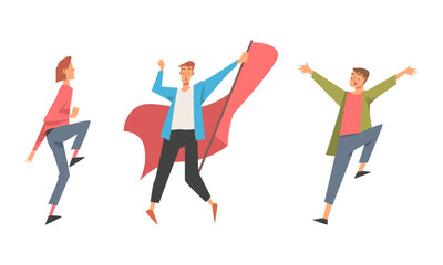 Set of protesting people. Political protest and struggle for human rights concept cartoon vector illustration