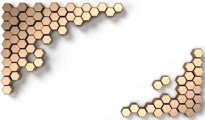 3d rendering image of hexagon solid shape on white background