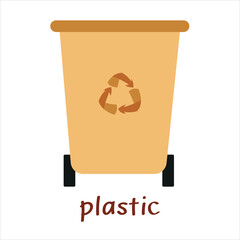 Vector illustration of big trash box in the yard that holds trash for recycling