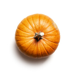 Orange pumpkin isolated on white background. Food photography. Halloween concept. Top view. Part of...