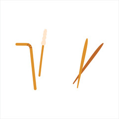 metal straws and chopsticks. recycle. eco. ecology
