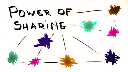 Power of sharing concept handwritten on a white background 