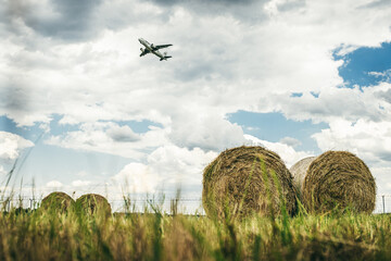 hay bales in the field