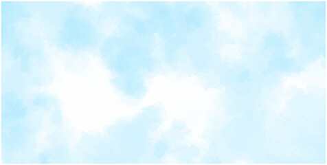 Sky clouds landscape light background. Hand drawn sky computer draw background.Beautiful cloudscape panorama view.Abstract watercolor painting blue sky overcast above the cloud background.><