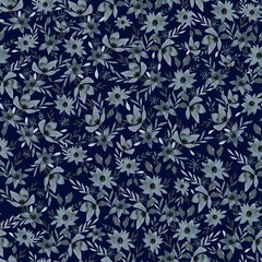seamless floral background. Watercolor flowers are dark. Seamless pattern with colors. 