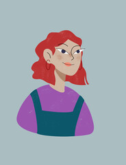 girl with overalls and red hair