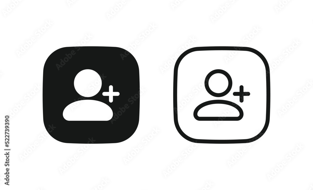 Aufkleber Add new user icon vector male person profile avatar with plus symbol, Add user profile icon