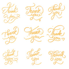 Gold color thank you handwriting art