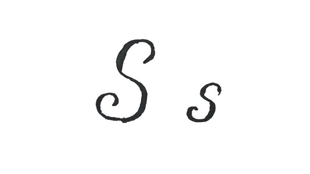 S - Large and small handwritten animated letter isolated on white background