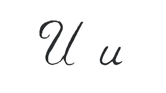 U - Large and small handwritten animated letter isolated on white background