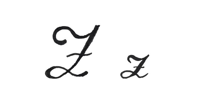 Z - Large and small handwritten animated letter isolated on white background