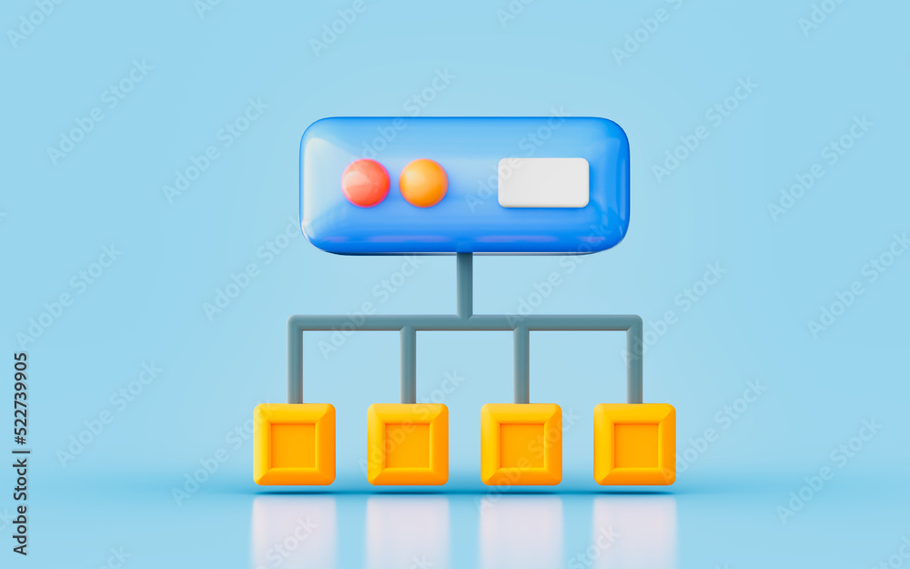 Wall mural storage sign with connectivity 3d render concept for database multimedia technology server