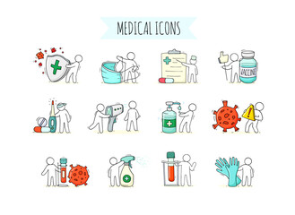 Medical icons. Concept of virus prevention