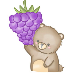 Bear and Fruit outline SVG