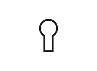Key hole of door or lock, outline design. Black icon on white background