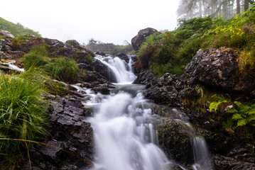Waterfalls along the way while climbing the hill Penygader (Dolgellau)Cadair Idris, National Park Snowdonia in Wales, UK 2022.