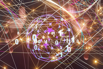 Global network. Blockchain. 3D illustration. Neural networks and artificial intelligence. Abstract  3d