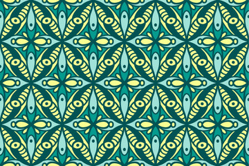Fototapeta premium Geometric ethnic pattern seamless flower color. seamless pattern. Design for fabric,curtain,background,carpet,wallpaper,clothing,wrapping,Batik,mandalas,fabric,Vector illustration. pattern style.